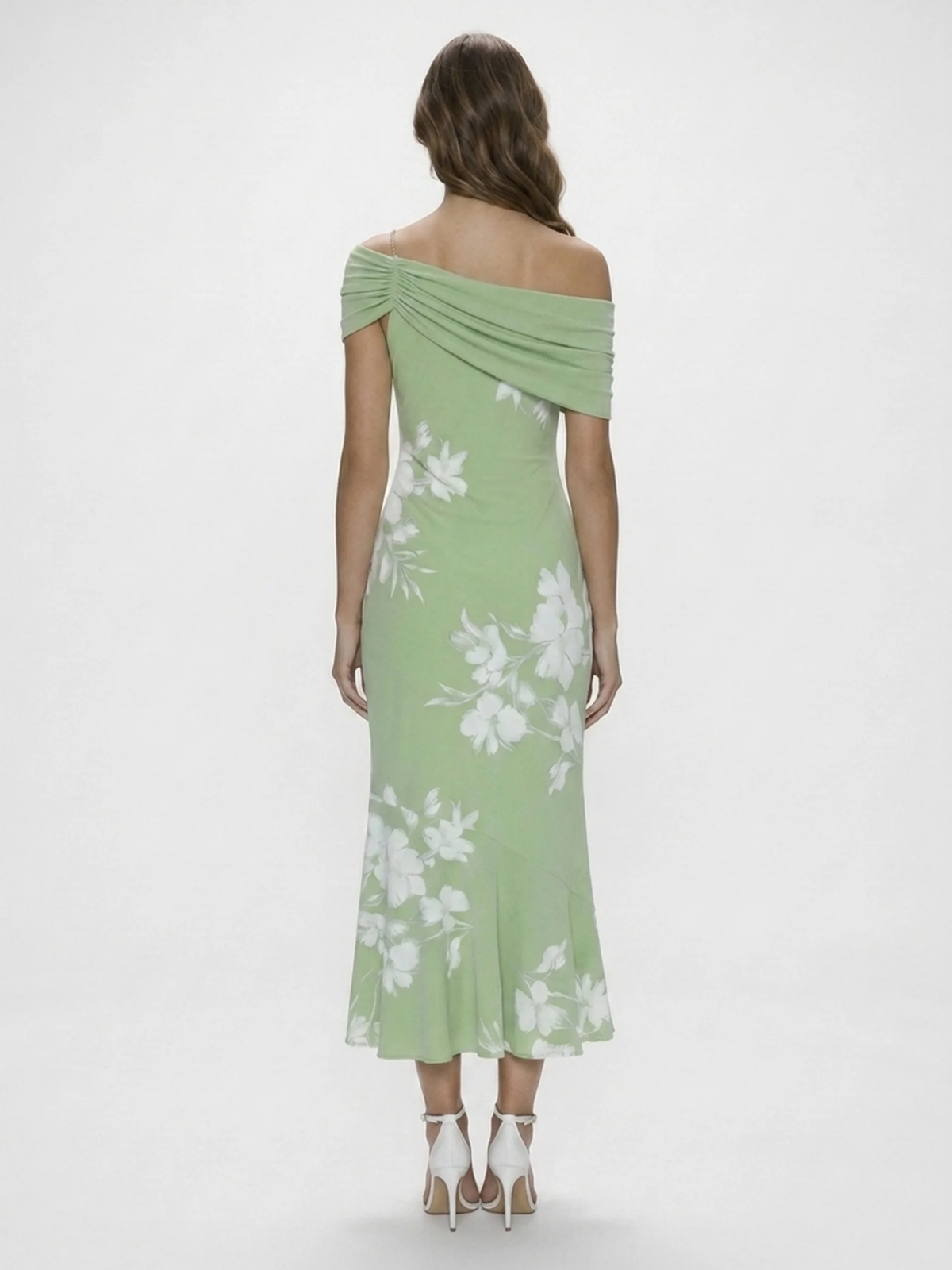 MIREYA Women's Off-Shoulder Floral Midi Dress