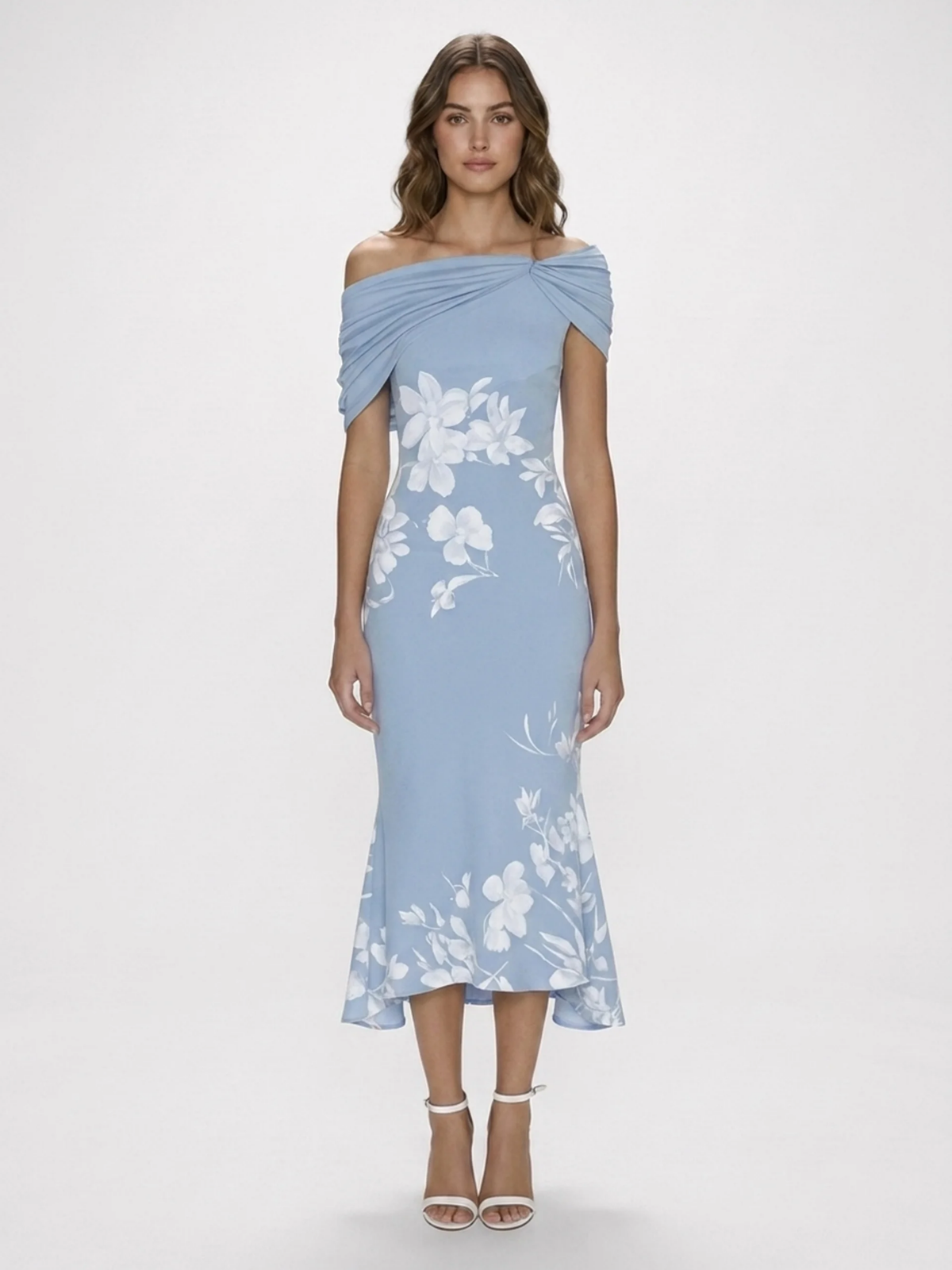 MIREYA Women's Off-Shoulder Floral Midi Dress