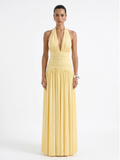 ISOLDE Women's Plunge-Neck Maxi Dress with Gathered Detailing