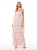 IRISA Women's Strapless Tiered Pleated Maxi Dress with Scarf
