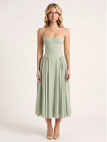 ZAHA Women's Strapless Corset Bodice Full-Skirt Midi Dress