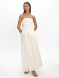 ELOUAN Women's Strapless Asymmetric Drop-Waist Maxi Dress