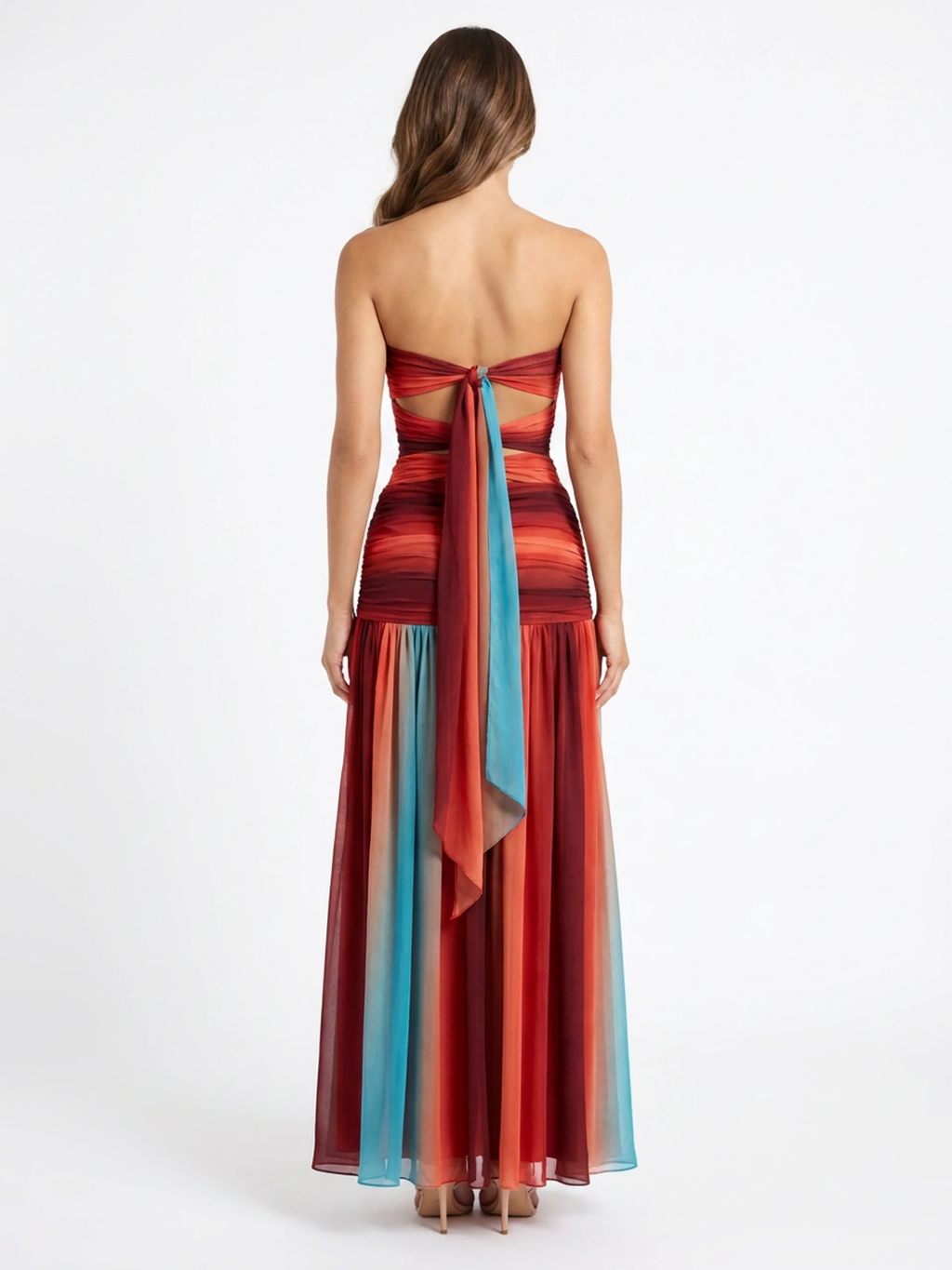 YSOLDE Women's Strapless Cut-Out Ombré Maxi Dress