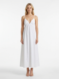 WINNIFRED Women's V-Neck Open-Back Cotton Maxi Dress