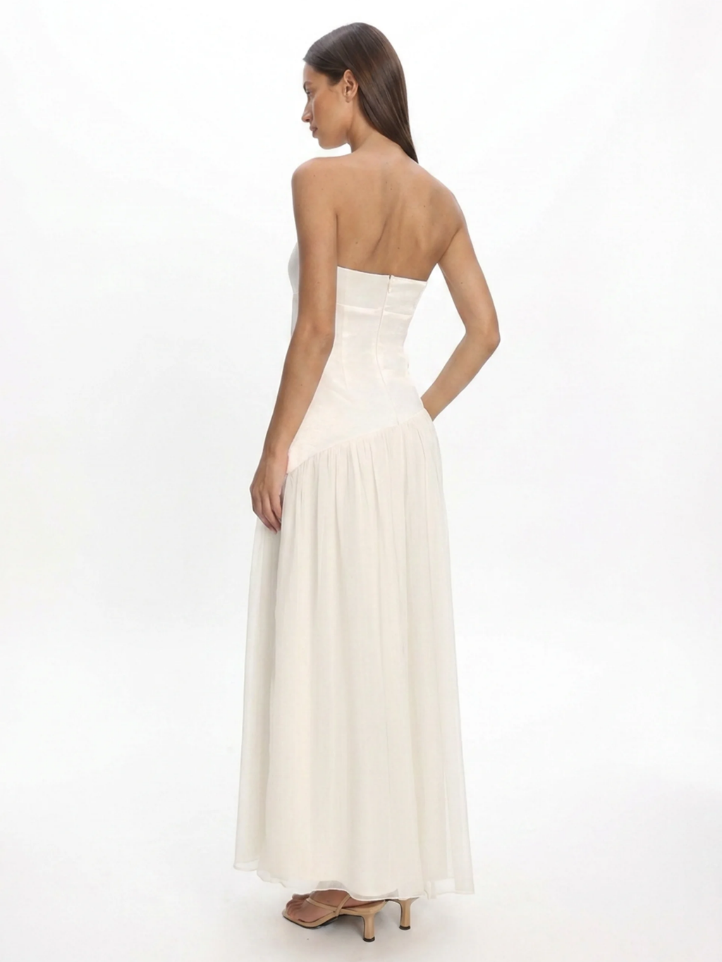ELOUAN Women's Strapless Asymmetric Drop-Waist Maxi Dress