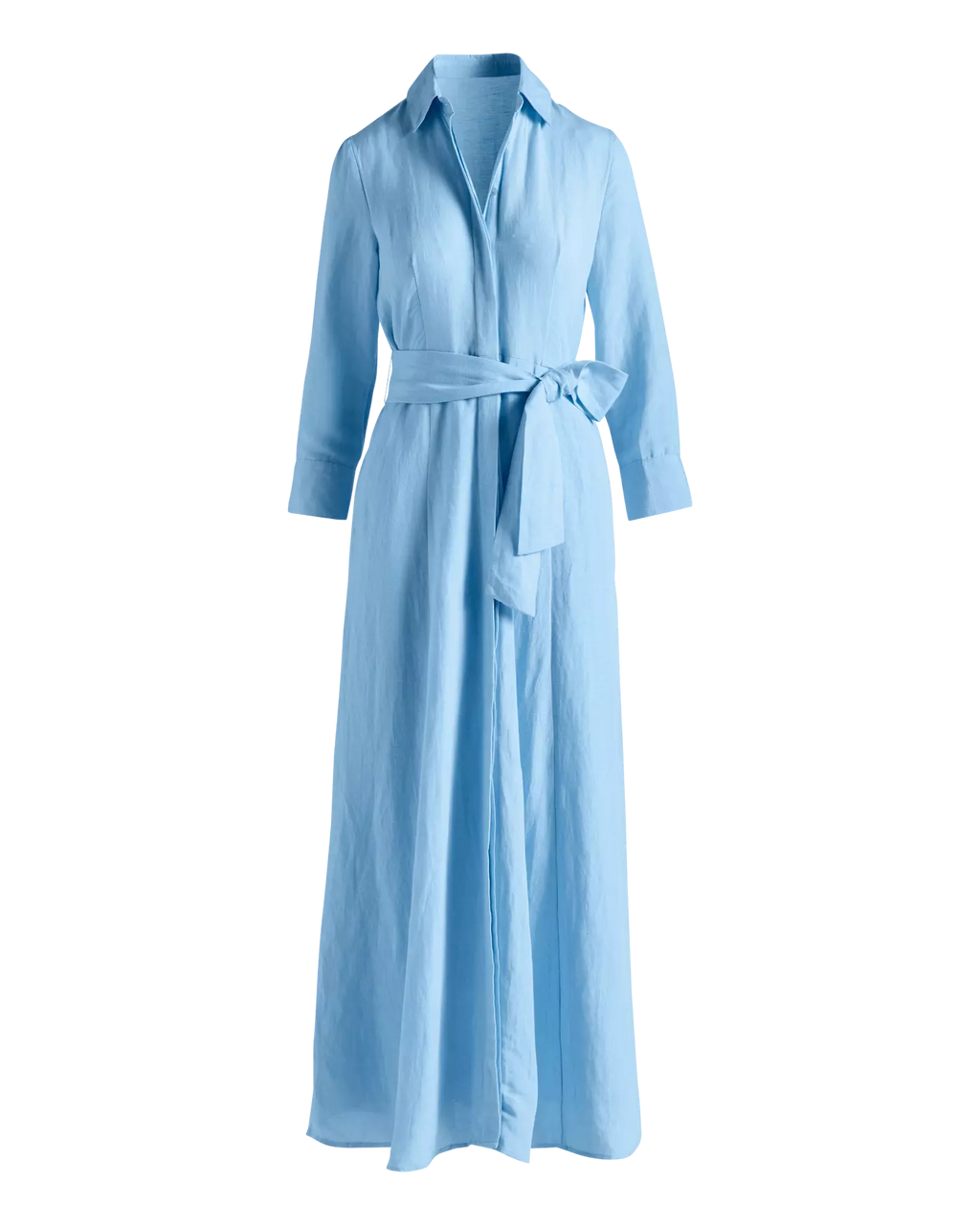 AVELINE Women's Three-Quarter Sleeve Linen Maxi Shirt Dress with Pockets