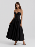 VIANNE Women's Strapless Sweetheart Midi Dress with Full Skirt
