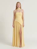 SABLE Women's Strapless Asymmetric Contrast Maxi Dress with Choker