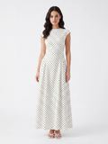 YSEULTA Women's Polka Dot Cap Sleeve A-Line Maxi Dress
