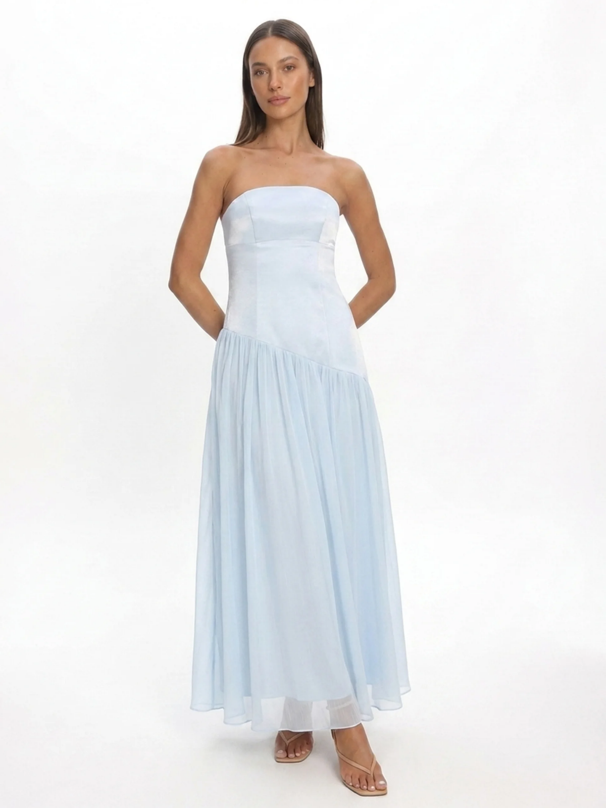 ELOUAN Women's Strapless Asymmetric Drop-Waist Maxi Dress
