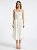 AMBEROUX Women's Ruffle Hem Button-Front Cami Midi Dress
