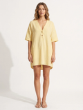 INGEBORG Women's V-Neck Linen Shift Mini Dress