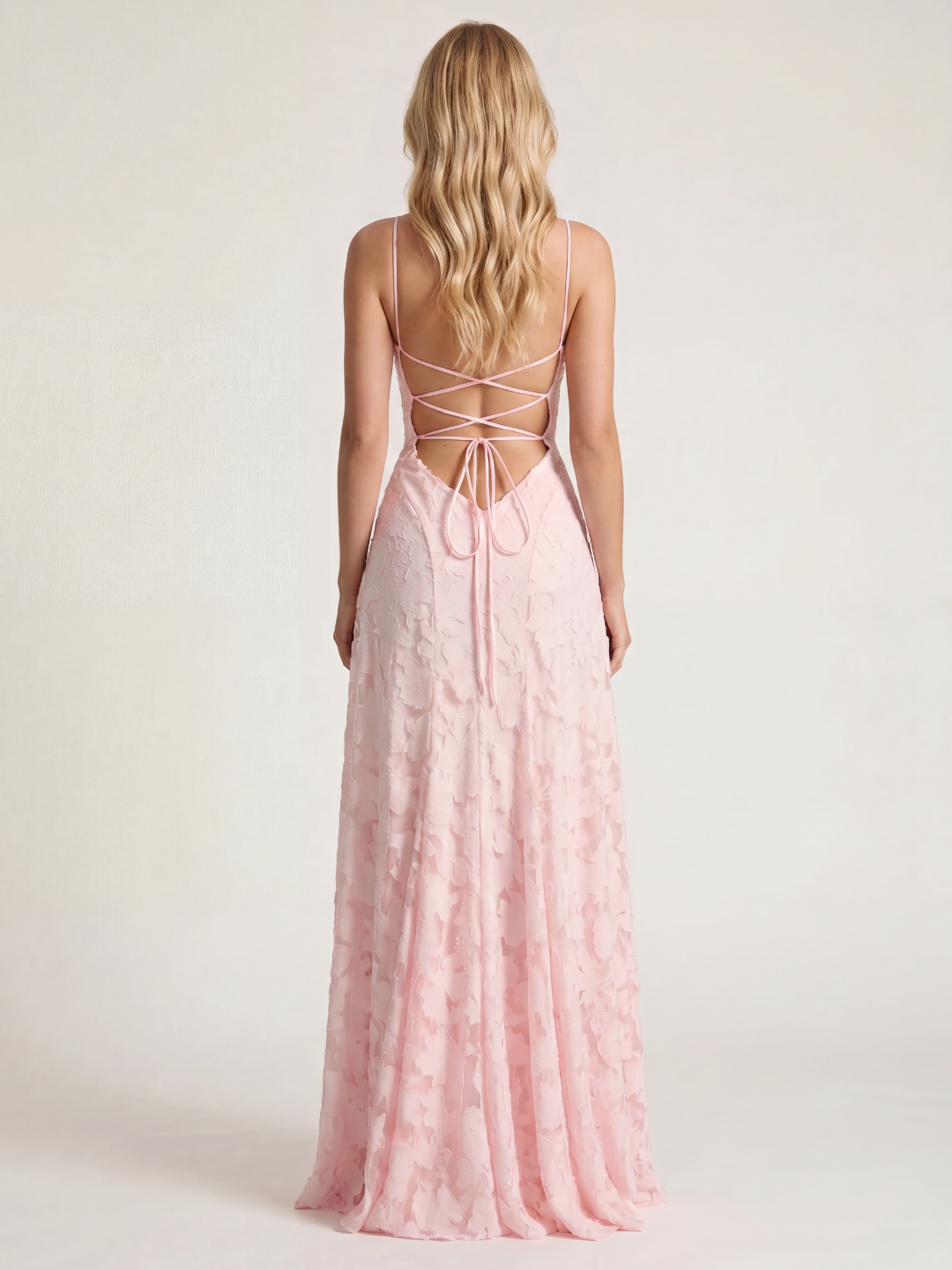 WINTERSET Women's Cowl Neck Butterfly Applique Lace-Up Maxi Dress