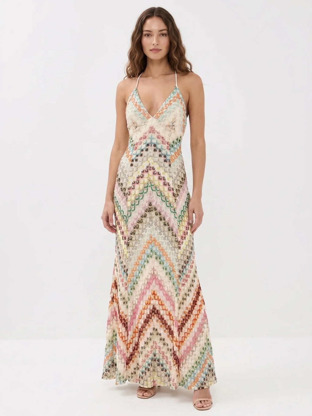 IANTHE Women's V-Neck Crochet Maxi Dress