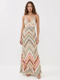 IANTHE Women's V-Neck Crochet Maxi Dress