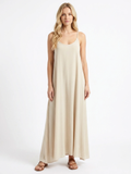 HALSTON Women's Scoop Neck Flowy Boho Maxi Dress