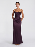 DORIELLE Women's Satin Strapless Draped Corset Maxi Dress