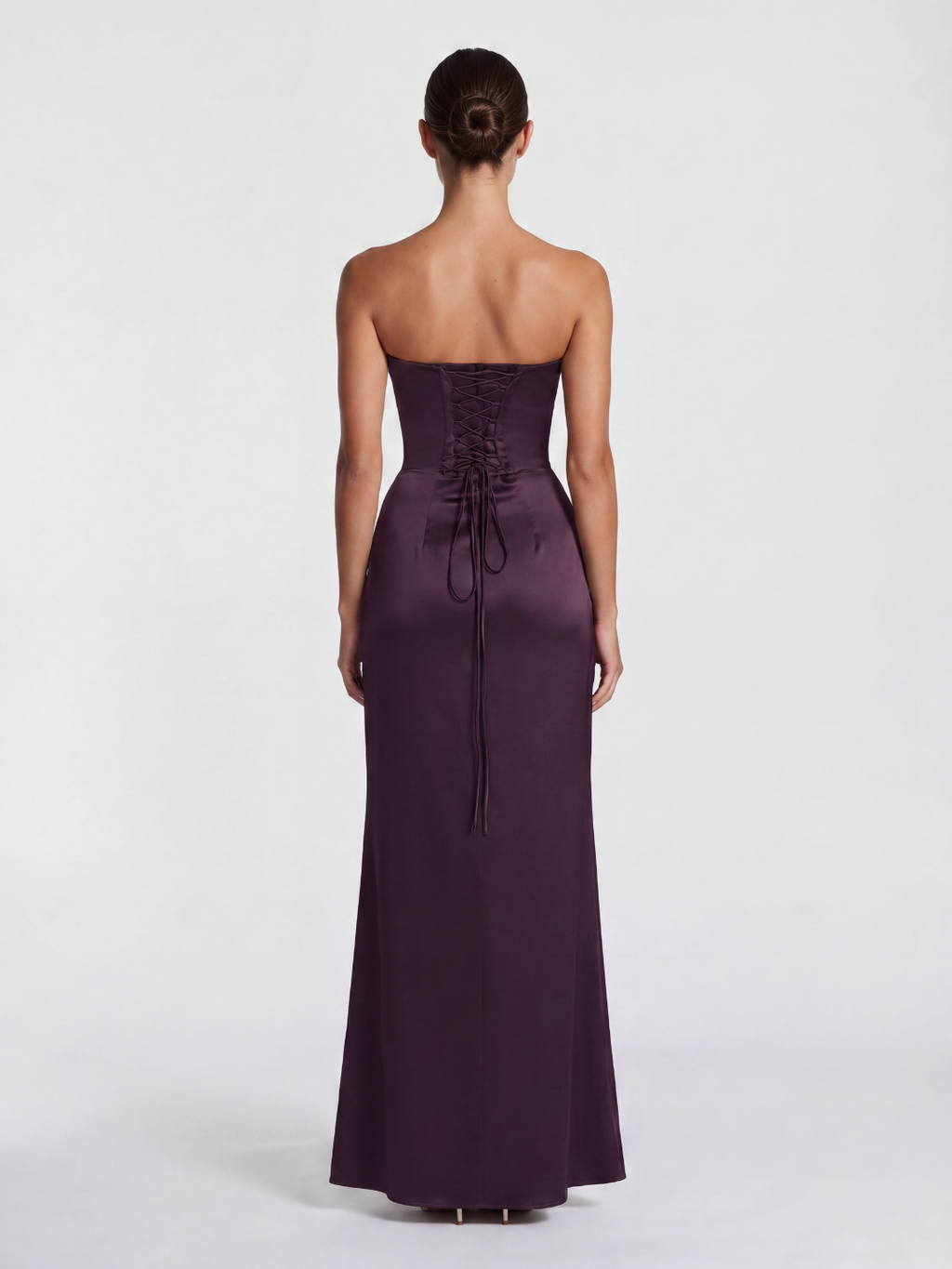 DORIELLE Women's Satin Strapless Draped Corset Maxi Dress