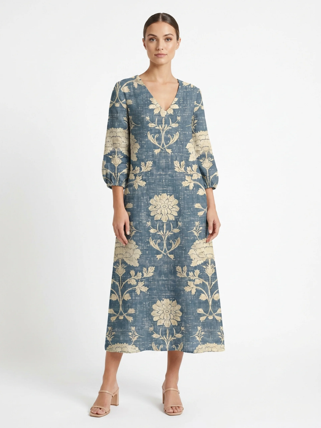 CORVASSA Women's V-Neck Floral Print Midi Dress