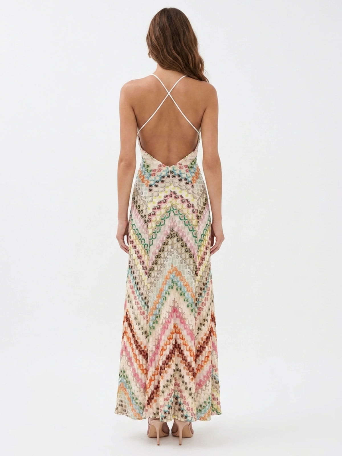 IANTHE Women's V-Neck Crochet Maxi Dress