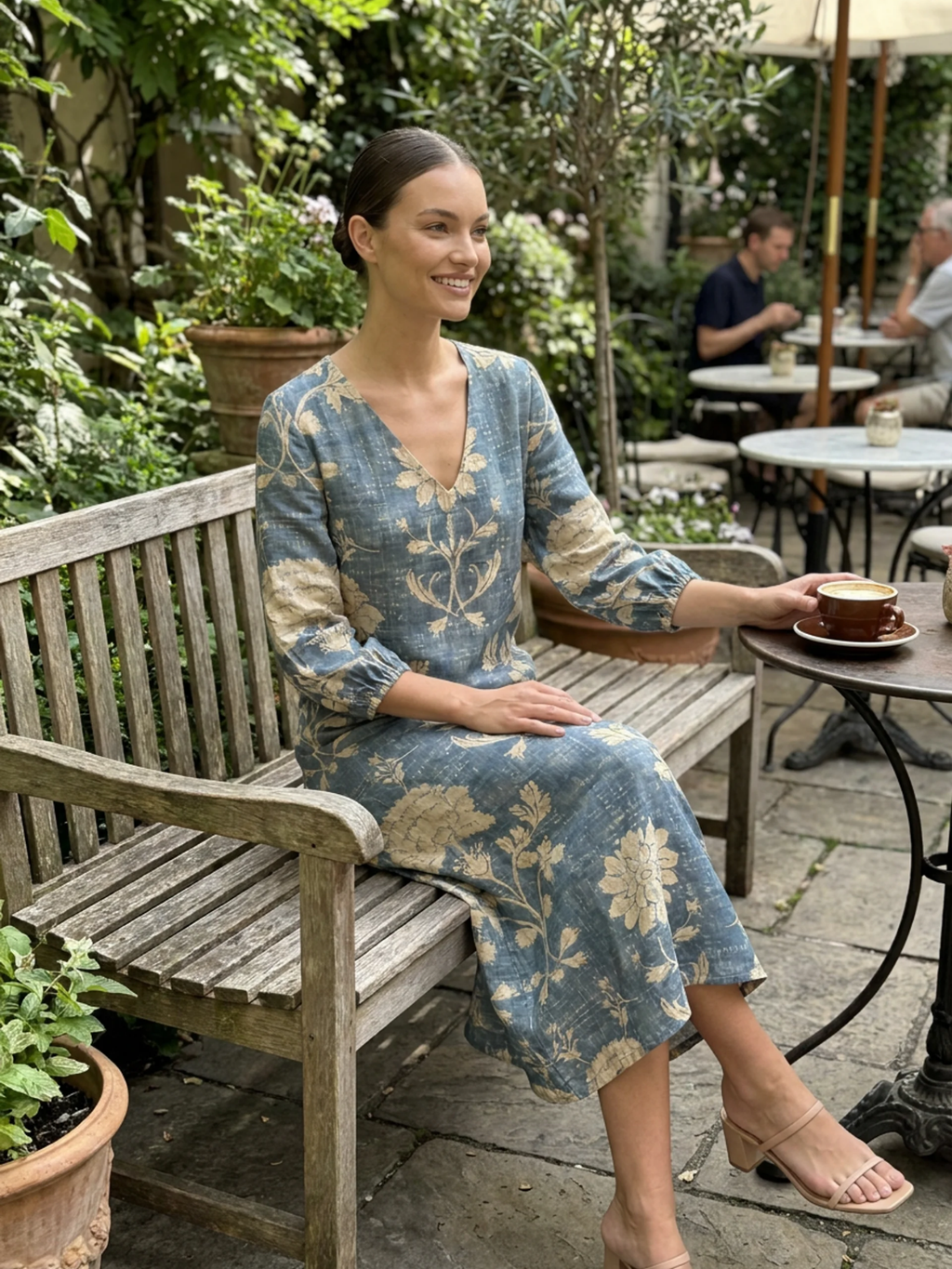 CORVASSA Women's V-Neck Floral Print Midi Dress