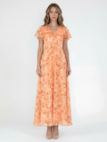 IDRIS Women's Floral Flutter Sleeve Midi Dress