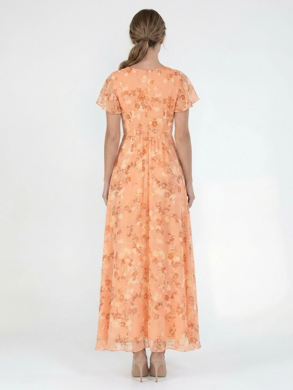 IDRIS Women's Floral Flutter Sleeve Midi Dress