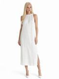 ULANI Women's Sleeveless Embroidered Mandarin Collar Midi Dress