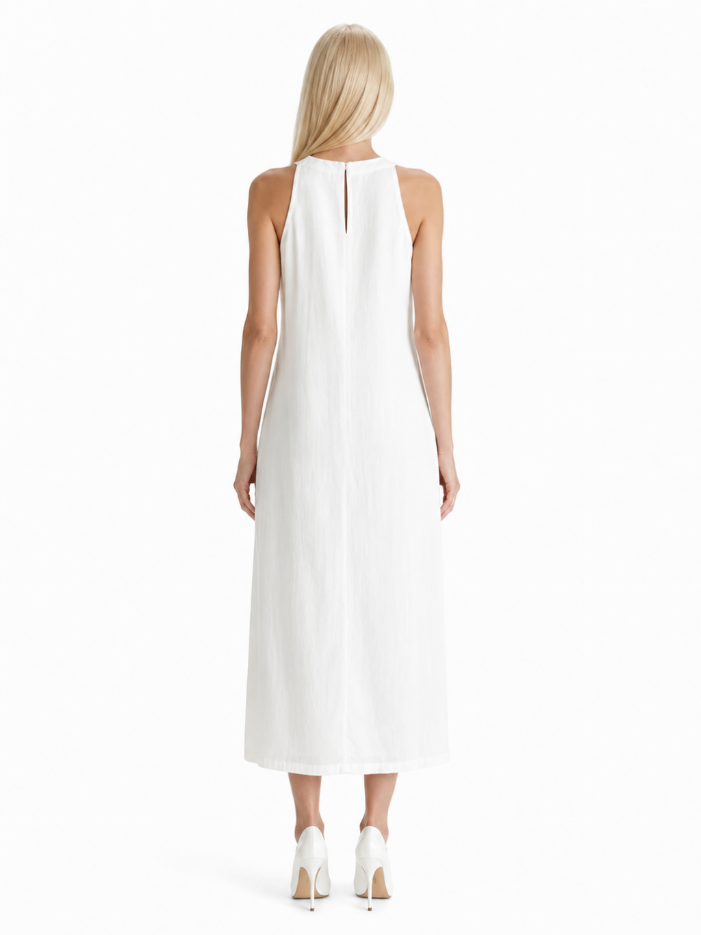 ULANI Women's Sleeveless Embroidered Mandarin Collar Midi Dress