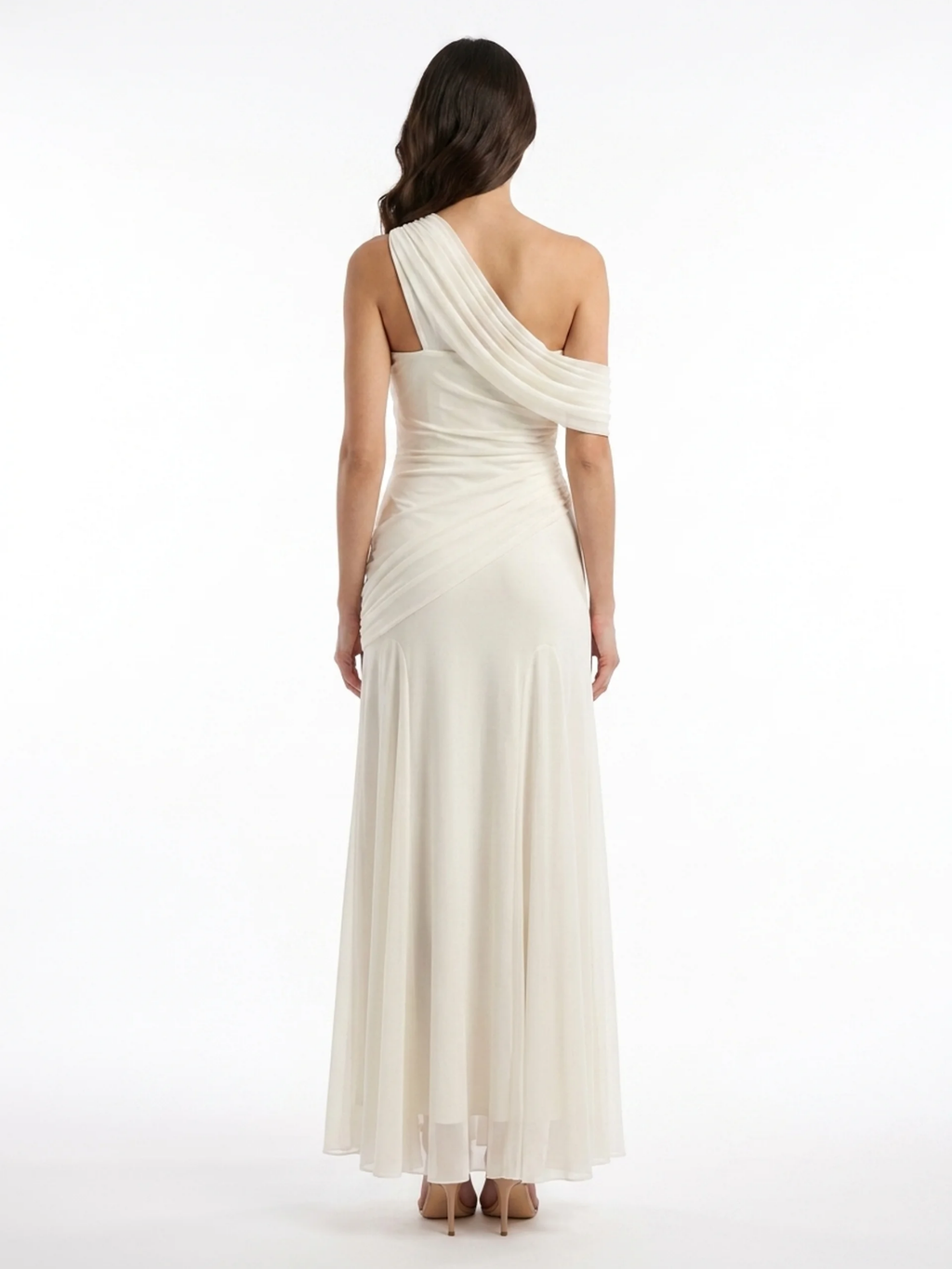 GALATEA Women's Asymmetric Draped One-Shoulder Maxi Gown