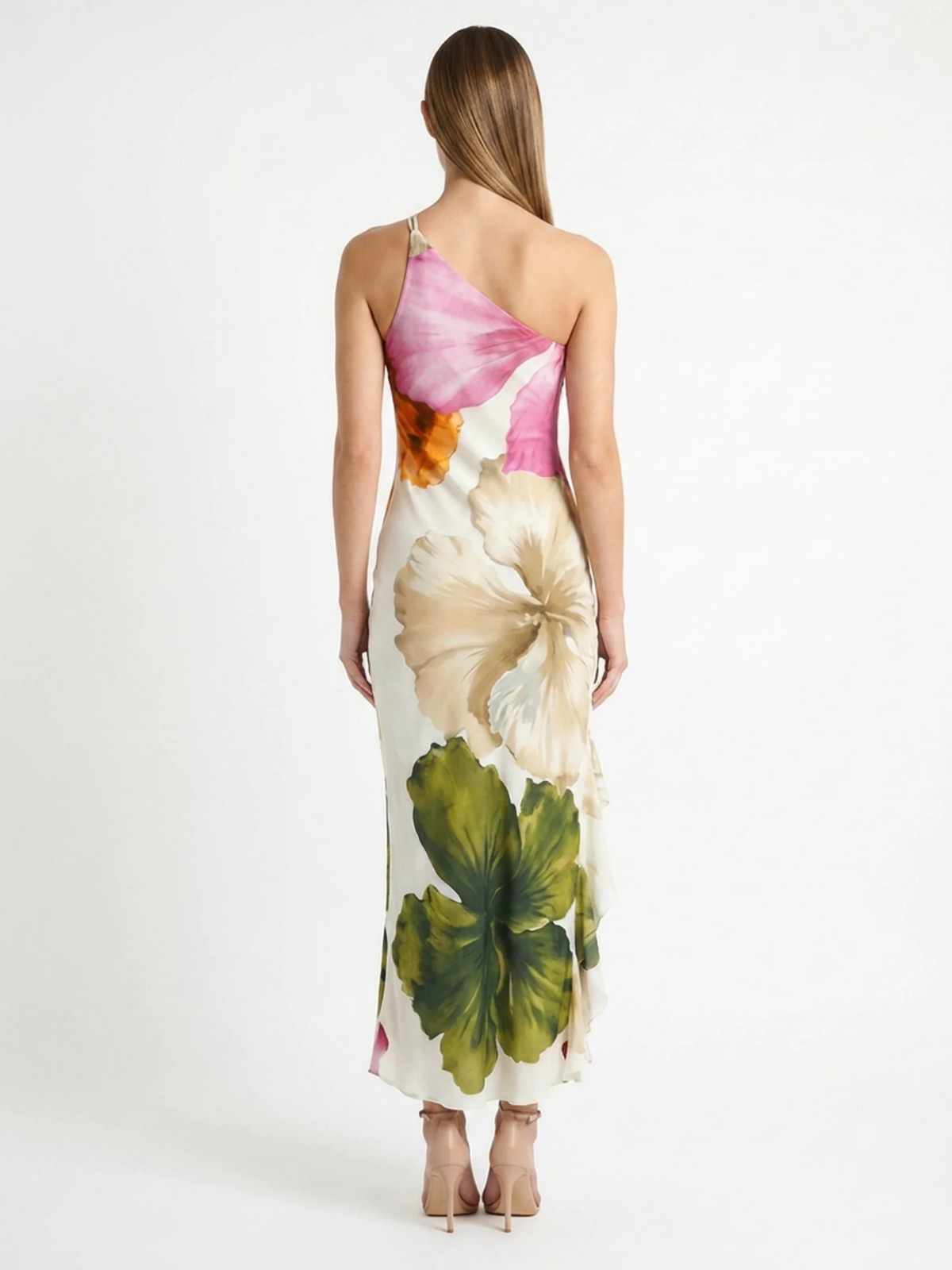 PRYDE Women's One-Shoulder Floral Print Maxi Dress