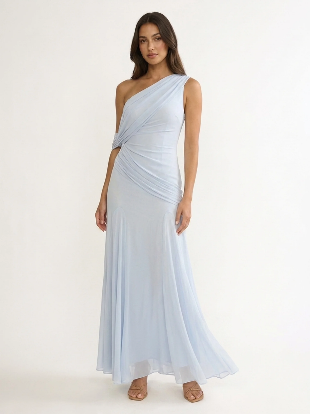 GALATEA Women's Asymmetric Draped One-Shoulder Maxi Gown