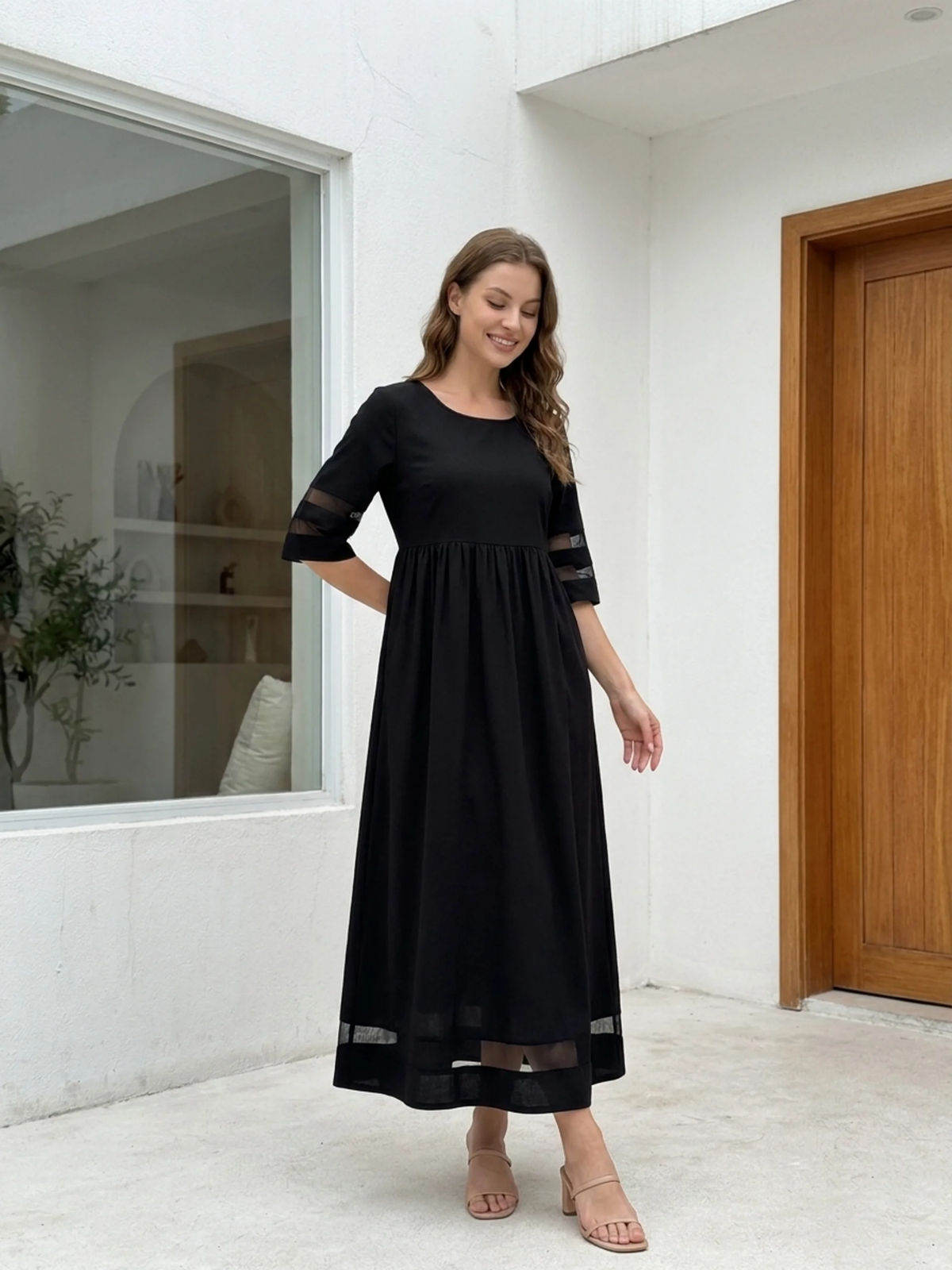 ZARINA Women's Empire Waist Tummy-Control Maxi Dress