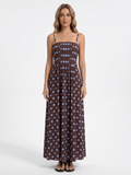 PHILIPPA Women's Polka Dot Pleated Spaghetti Strap Maxi Dress