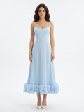 FAELAN Women's Sleeveless Twirl Midi Dress with Ruffle Hem