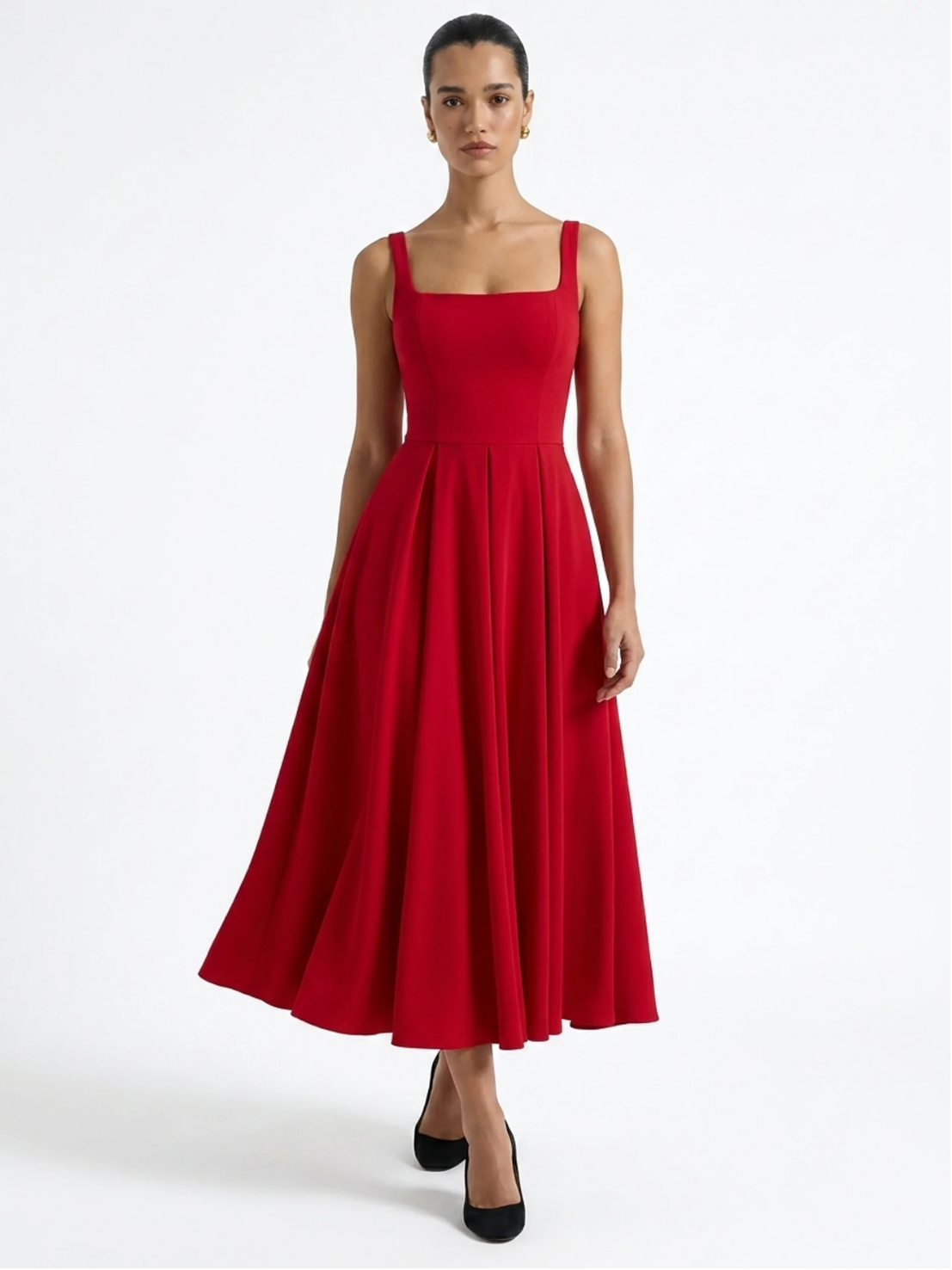 KALINDA Women's Strappy Volume-Hem Midi Dress