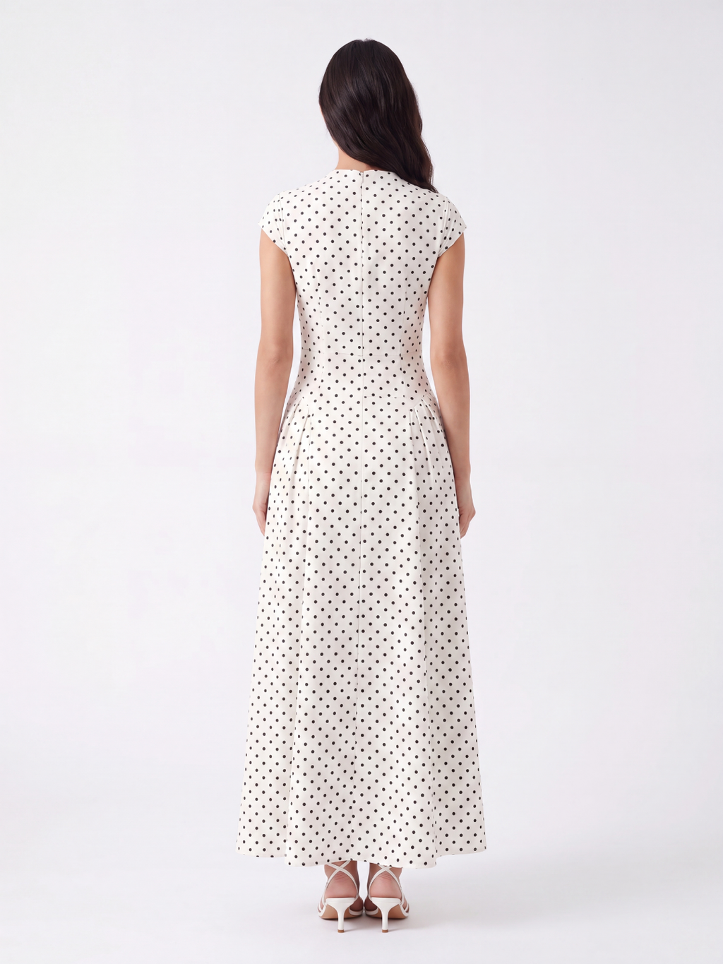 YSEULTA Women's Polka Dot Cap Sleeve A-Line Maxi Dress