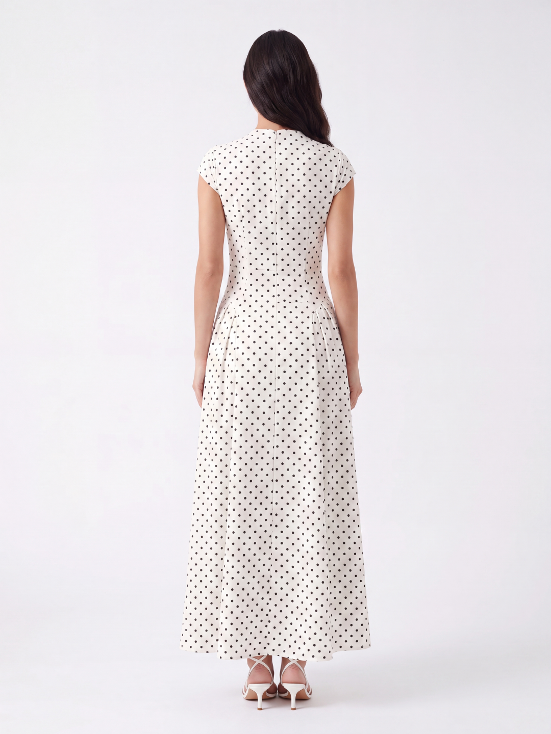 YSEULTA Women's Polka Dot Cap Sleeve A-Line Maxi Dress