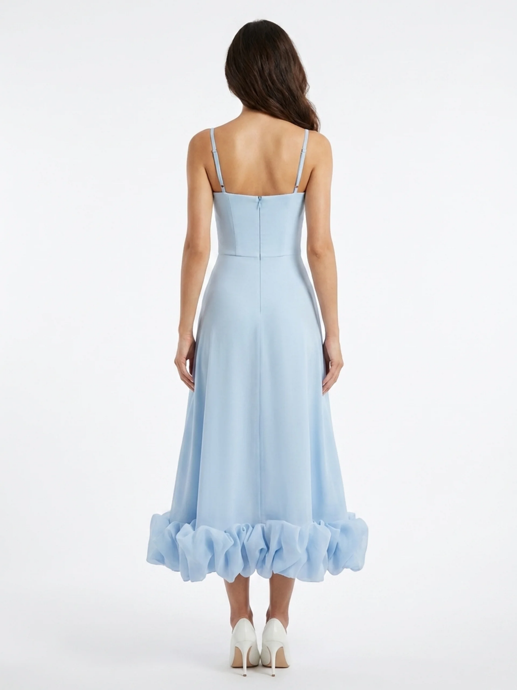 FAELAN Women's Sleeveless Twirl Midi Dress with Ruffle Hem