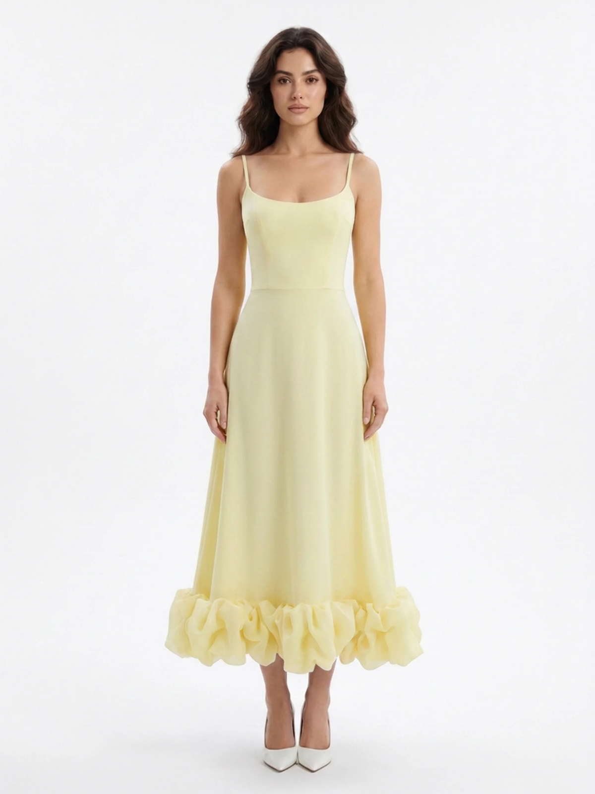 FAELAN Women's Sleeveless Twirl Midi Dress with Ruffle Hem