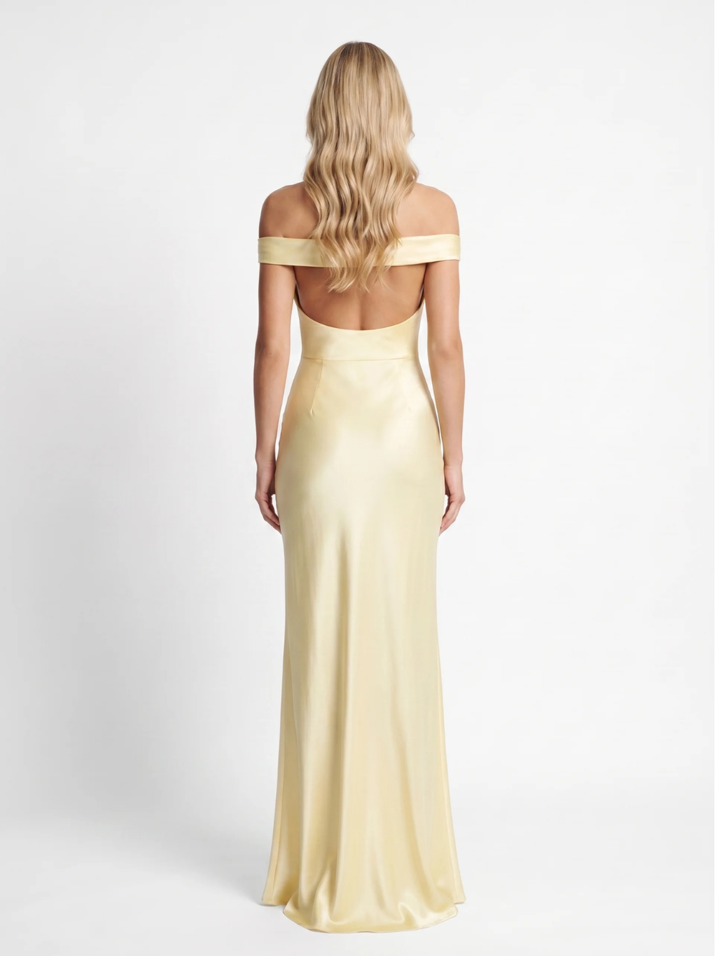 QUERIDA Women's Off-Shoulder Draped Satin Maxi Dress