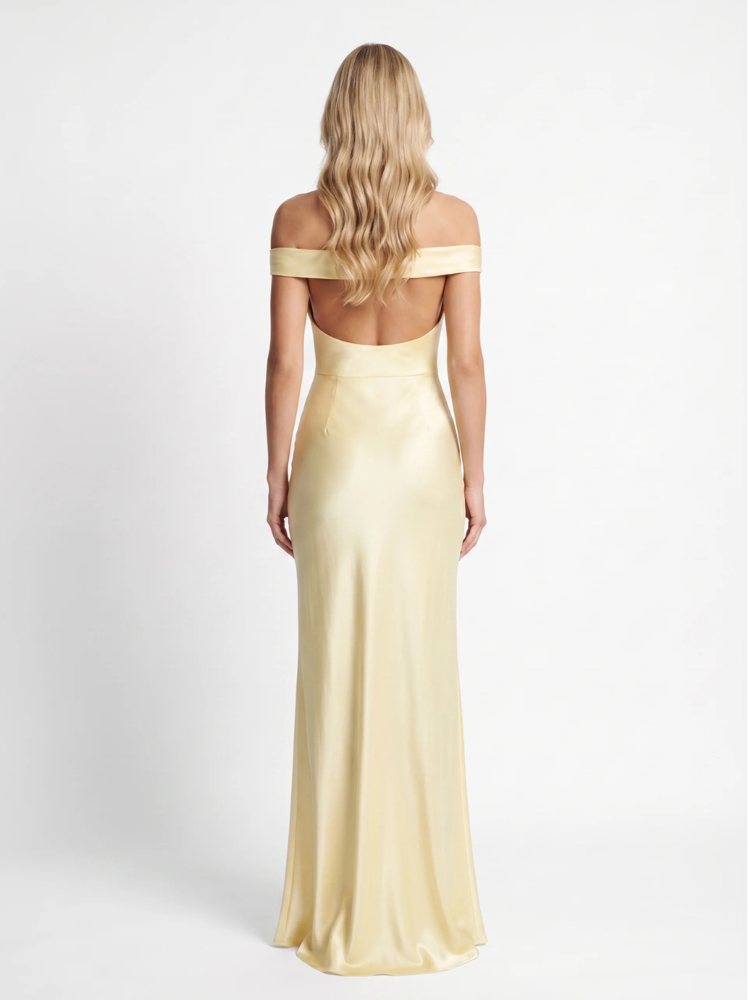 QUERIDA Women's Off-Shoulder Draped Satin Maxi Dress