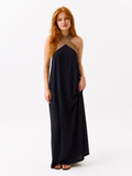 HENRIETTE Women's Contrast Halter Neck Maxi Dress