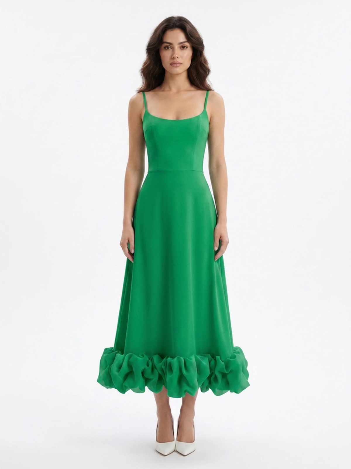 FAELAN Women's Sleeveless Twirl Midi Dress with Ruffle Hem