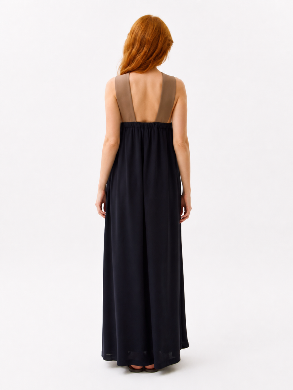 HENRIETTE Women's Contrast Halter Neck Maxi Dress