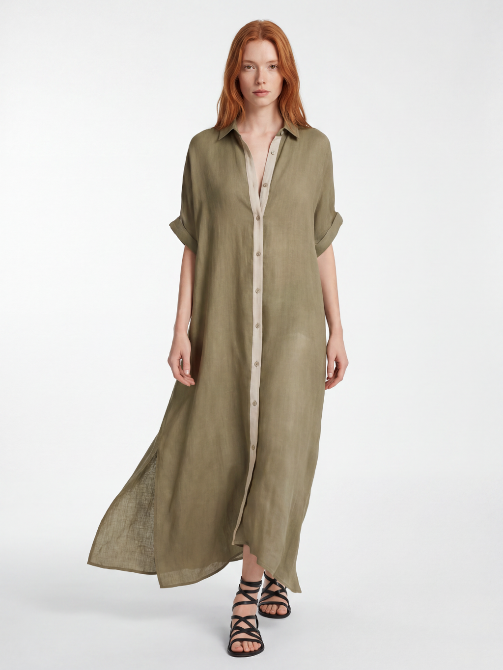 BELLADONNA Women's Button-Front Linen Shirt Sundress