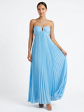 LIORA Women's Halter Pleated Maxi Dress with Cutouts
