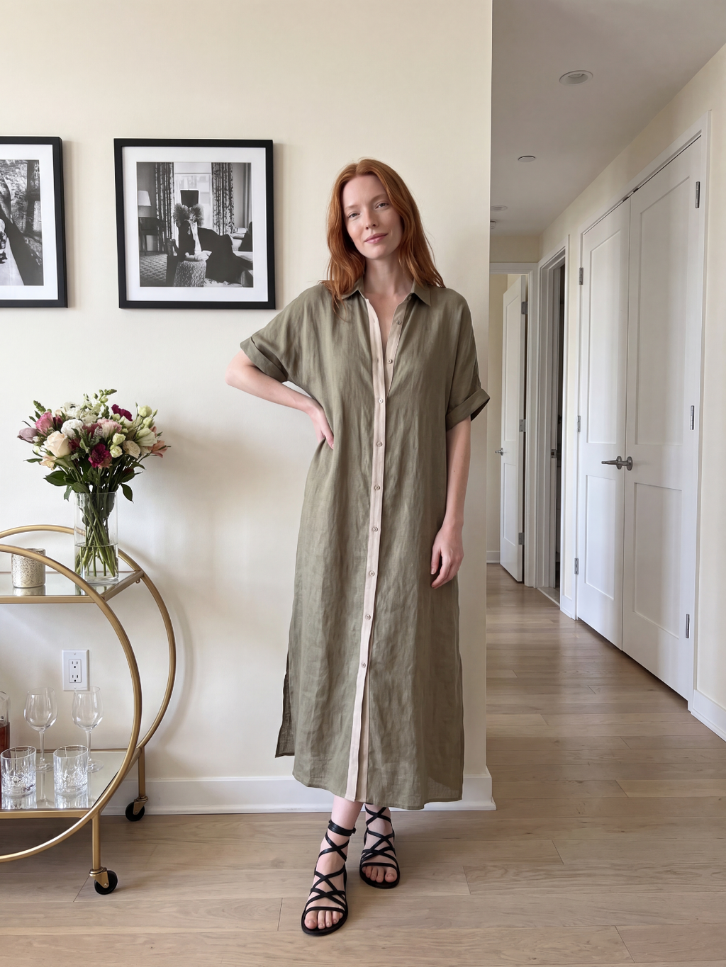 BELLADONNA Women's Button-Front Linen Shirt Sundress