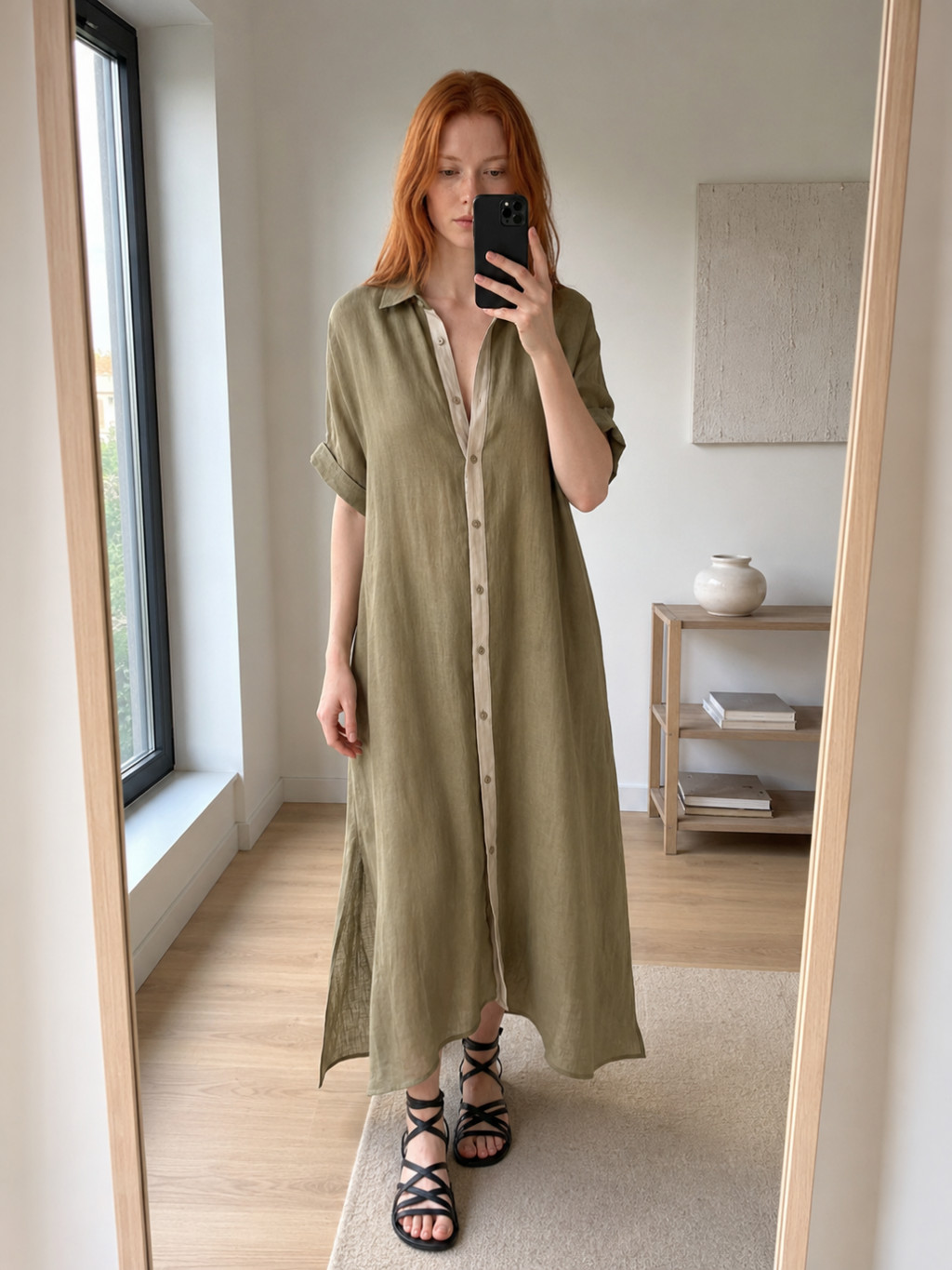 BELLADONNA Women's Button-Front Linen Shirt Sundress