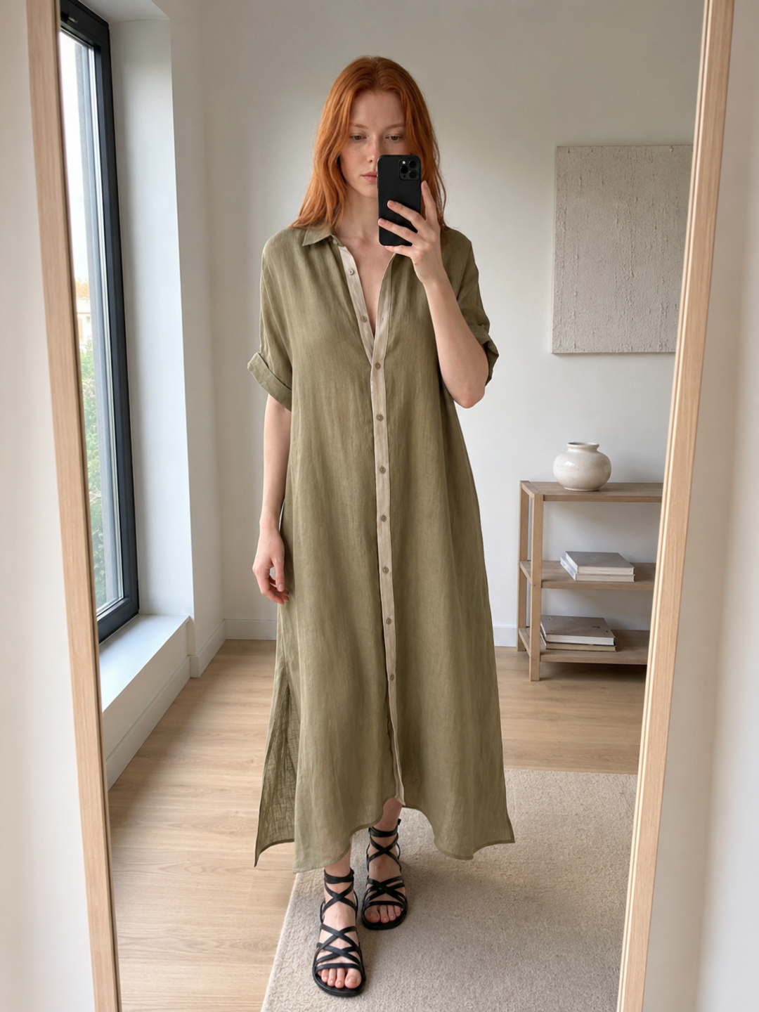 BELLADONNA Women's Button-Front Linen Shirt Sundress